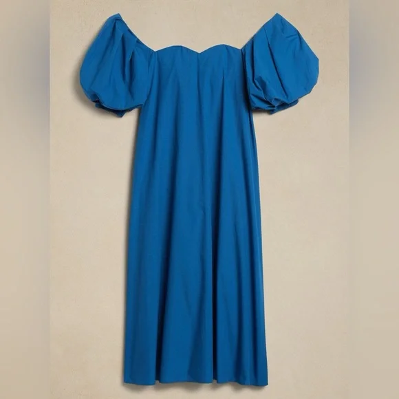 NWT! Banana Republic Paris Blues Puff Sleeve Maxi Dress - Multiple Sizes 💛 - Picture 3 of 3